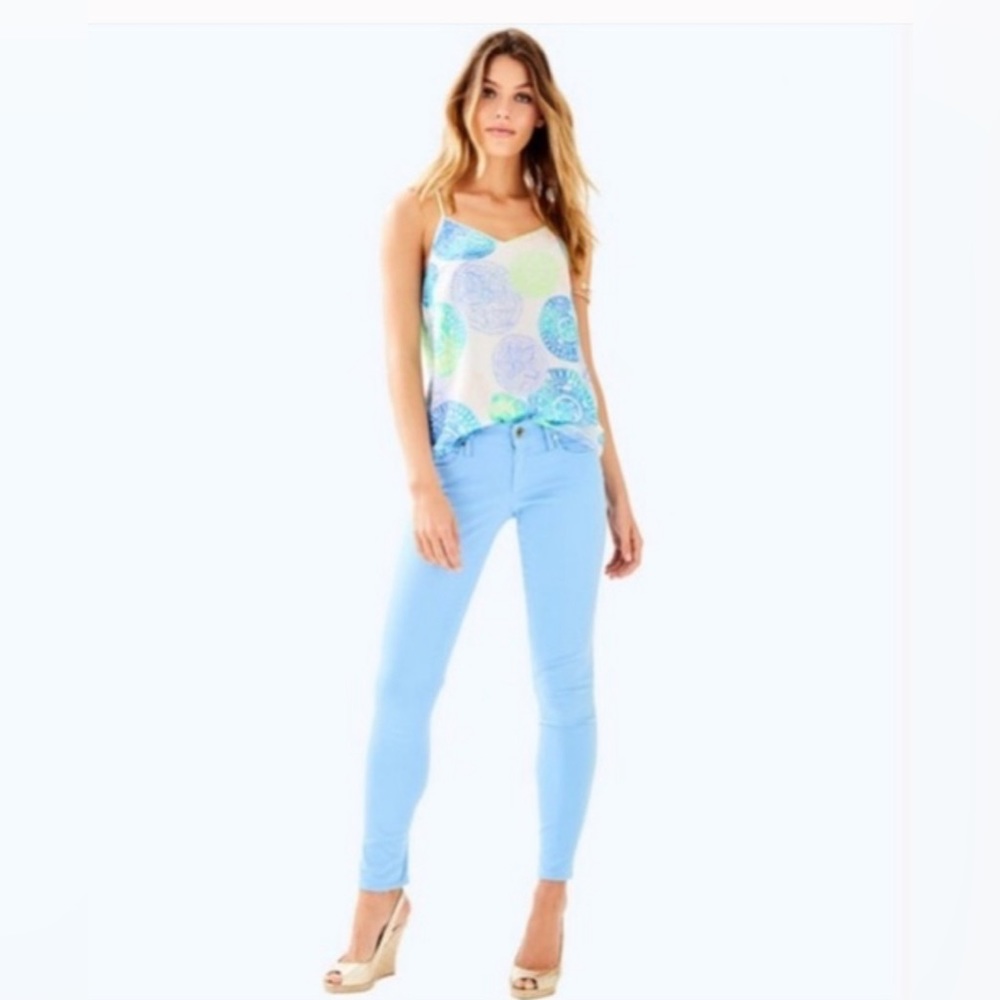 Worth skinny sateen light blue pants Lilly Pulitzer size 6 euc